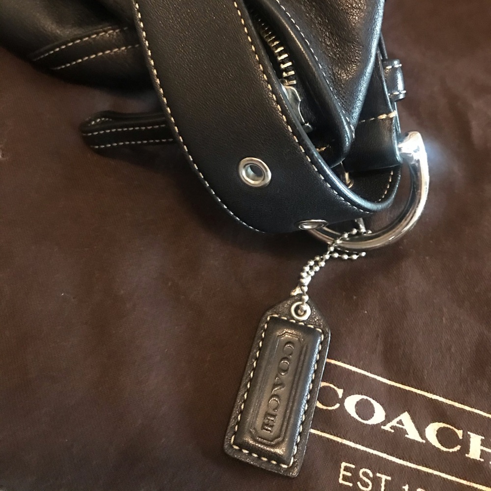 Black leather medium size bag.